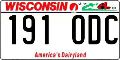 WI license plate 191ODC