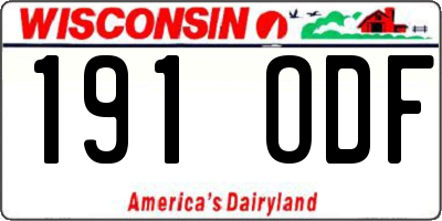 WI license plate 191ODF