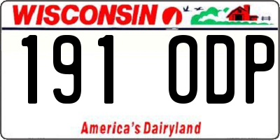 WI license plate 191ODP
