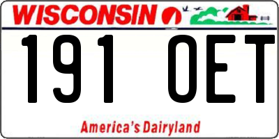 WI license plate 191OET