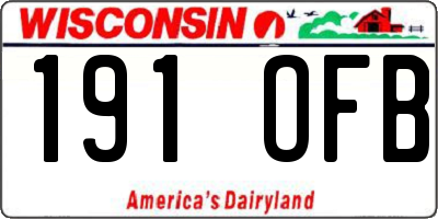 WI license plate 191OFB