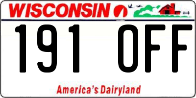 WI license plate 191OFF