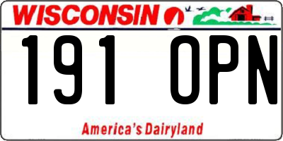 WI license plate 191OPN