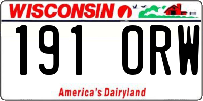 WI license plate 191ORW