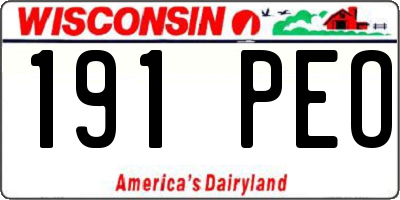 WI license plate 191PEO