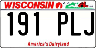WI license plate 191PLJ