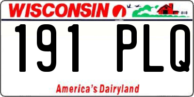 WI license plate 191PLQ