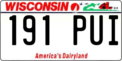 WI license plate 191PUI