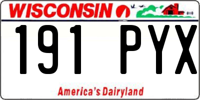 WI license plate 191PYX