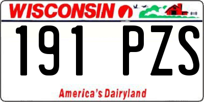 WI license plate 191PZS