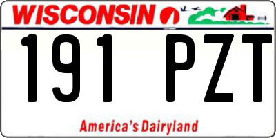 WI license plate 191PZT