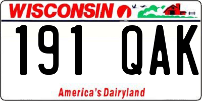 WI license plate 191QAK