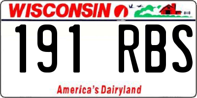 WI license plate 191RBS