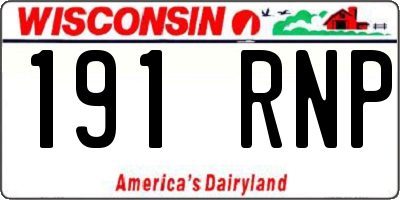 WI license plate 191RNP