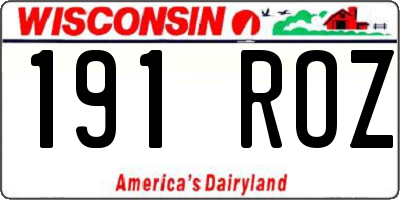WI license plate 191ROZ