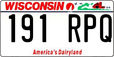 WI license plate 191RPQ