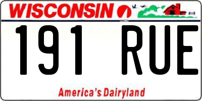 WI license plate 191RUE