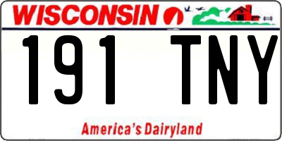 WI license plate 191TNY