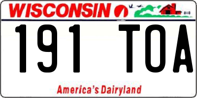 WI license plate 191TOA