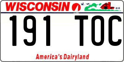 WI license plate 191TOC