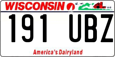 WI license plate 191UBZ