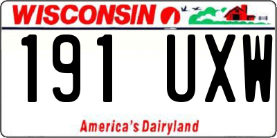 WI license plate 191UXW