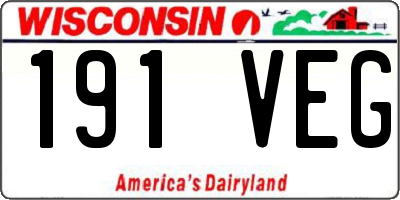 WI license plate 191VEG