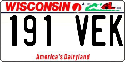 WI license plate 191VEK