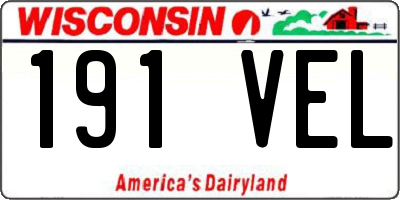 WI license plate 191VEL