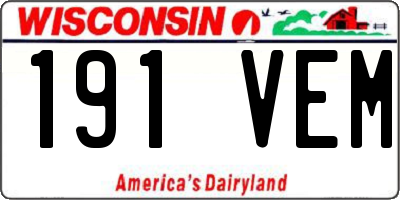 WI license plate 191VEM