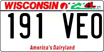 WI license plate 191VEO