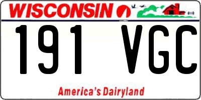 WI license plate 191VGC