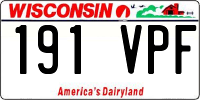 WI license plate 191VPF