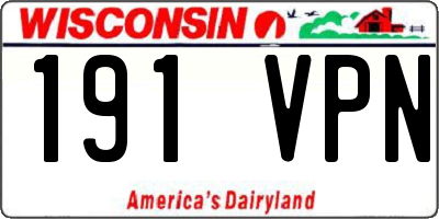 WI license plate 191VPN