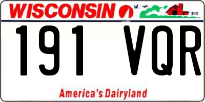 WI license plate 191VQR