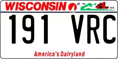 WI license plate 191VRC