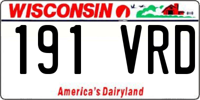 WI license plate 191VRD