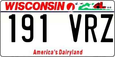 WI license plate 191VRZ