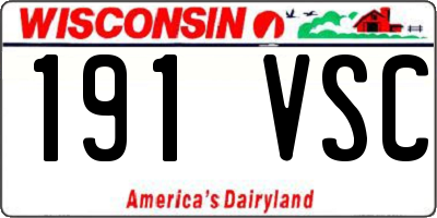 WI license plate 191VSC