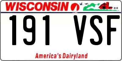 WI license plate 191VSF