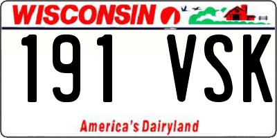 WI license plate 191VSK