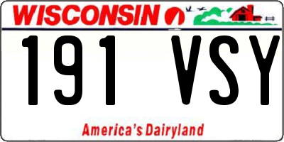 WI license plate 191VSY