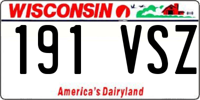 WI license plate 191VSZ