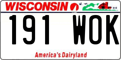 WI license plate 191WOK