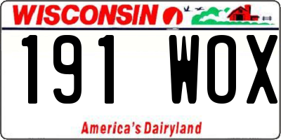 WI license plate 191WOX