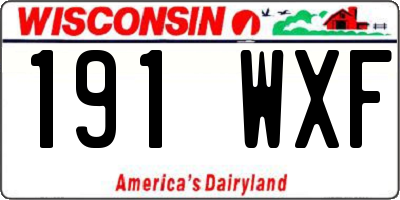 WI license plate 191WXF