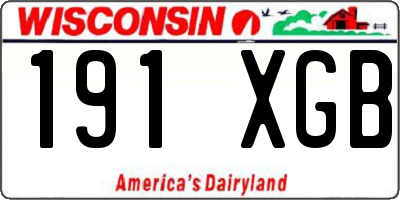 WI license plate 191XGB