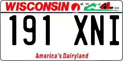WI license plate 191XNI