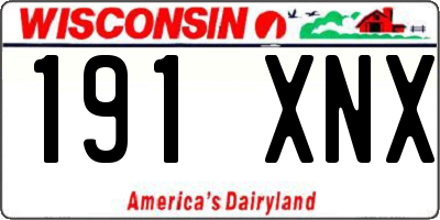 WI license plate 191XNX