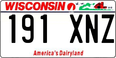 WI license plate 191XNZ